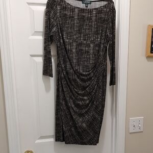 Ralph Lauren Knee Length Dress,Black And White Pattern